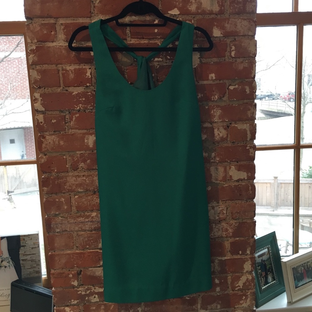 J Crew emerald cross back cocktail dress